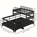 Storage Rack with Space-Saving, Large Capacity 2-Tier Bowl Plate - Black - 3 option