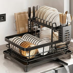 Storage Rack with Space-Saving, Large Capacity 2-Tier Bowl Plate