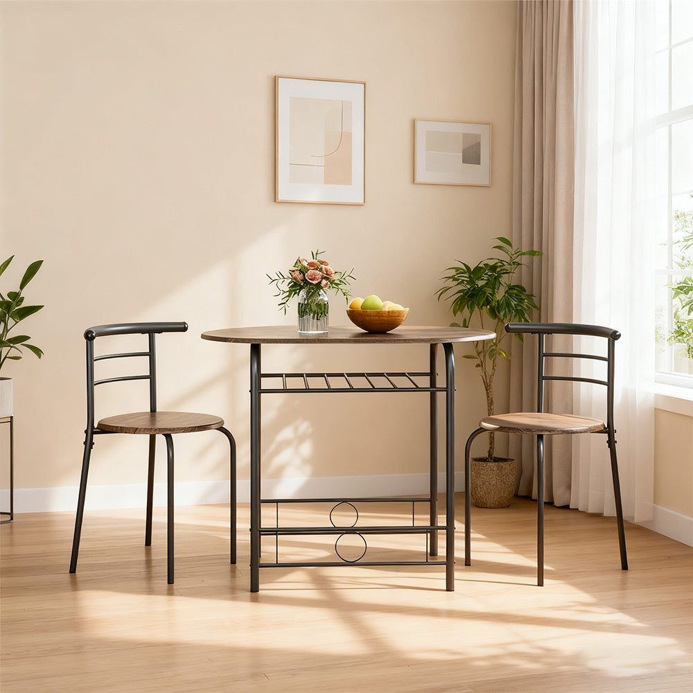 Storage Rack with Space-Saving, Metal, 2 Chairs for bedrooms - Drift Brown option