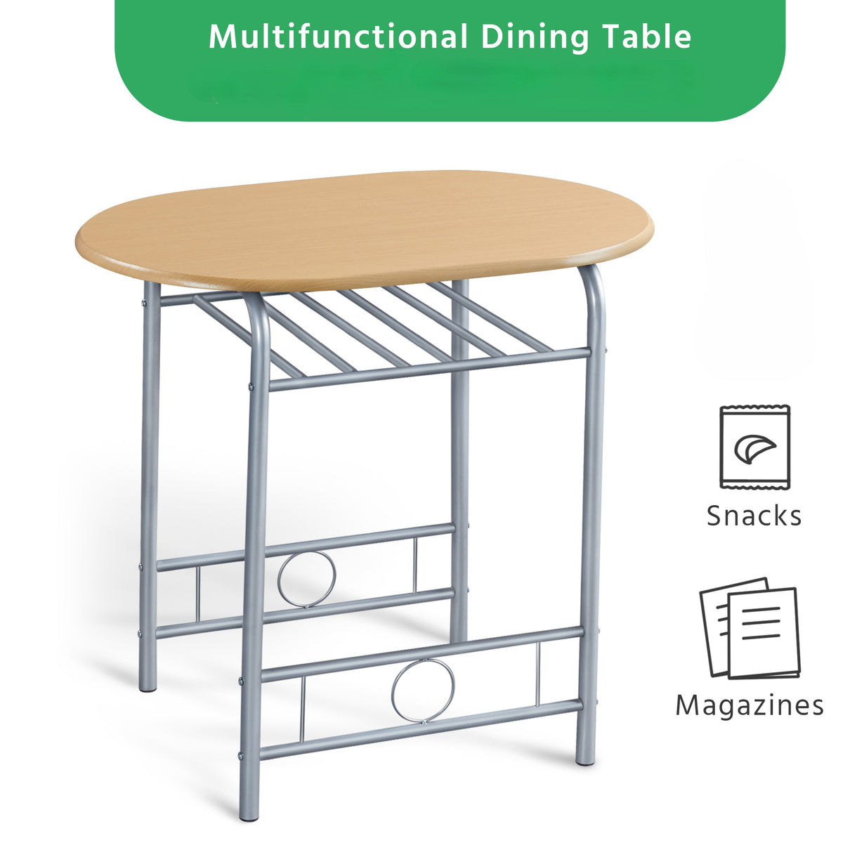 Storage Rack with Space-Saving, Metal, 3 Piece, 2 Chairs - product gallery image 7