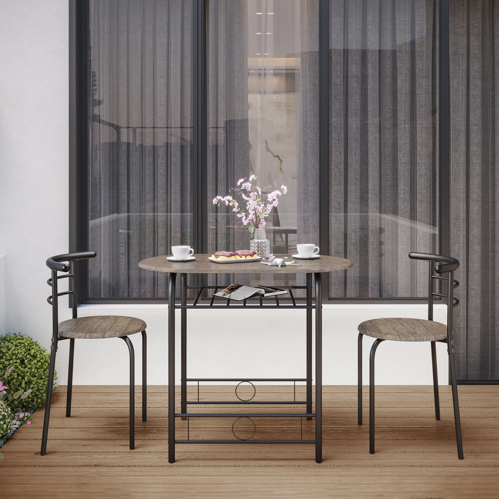 Storage Rack with Space-Saving, Metal, 3 Piece, 2 Chairs - Drift Brown option