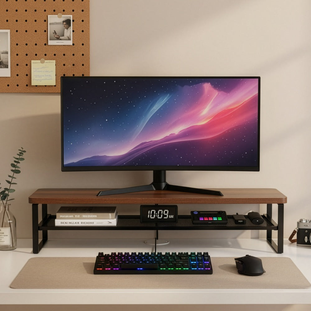 Storage Rack with Space-Saving, Metal, Monitor Height Stand (70x22x15cm), Stylish