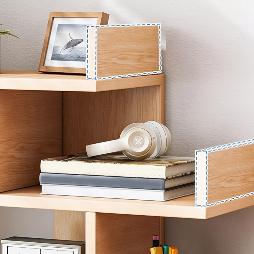 Storage Rack with Space-Saving, Wood, Simple, Wooden Desktop Bookshelf Layered Artistic - product gallery image 3