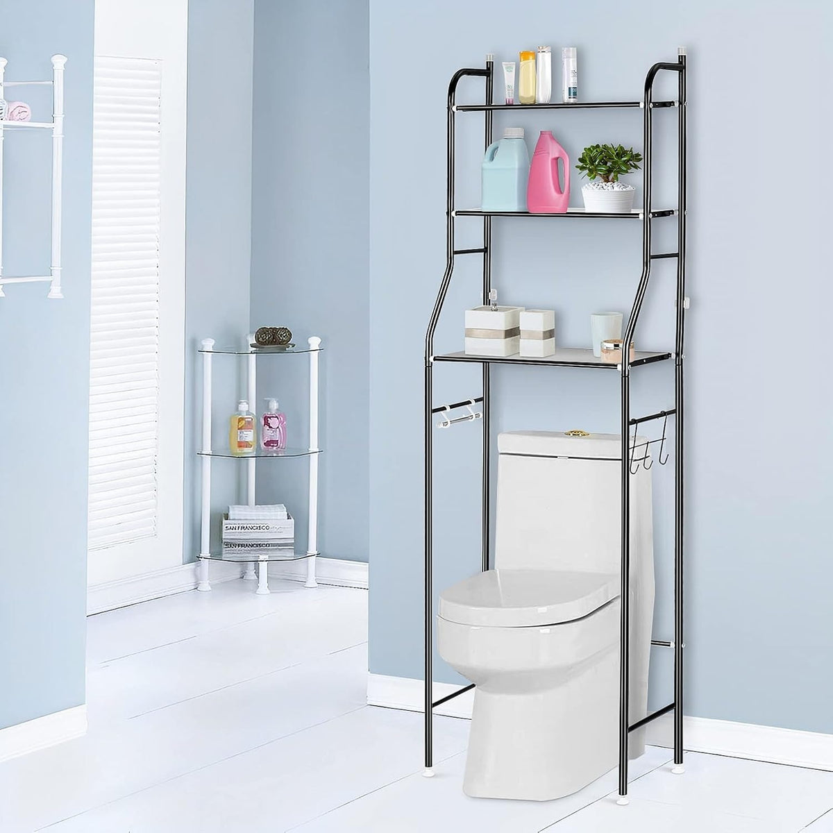Storage Rack with Tier Over Toilet Bathroom Laundry Washing - product gallery image 2