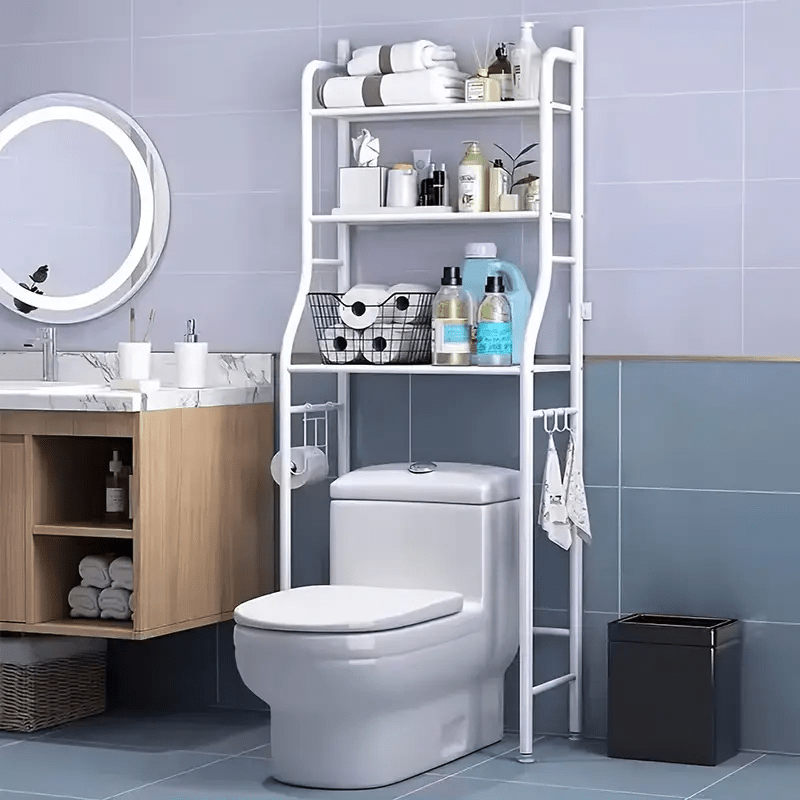 Storage Rack with Tier Over Toilet Bathroom Laundry Washing - White option