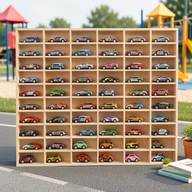 Storage Rack with Wheels, Wood, Simple Wood Style 60 Grids - product gallery image 5