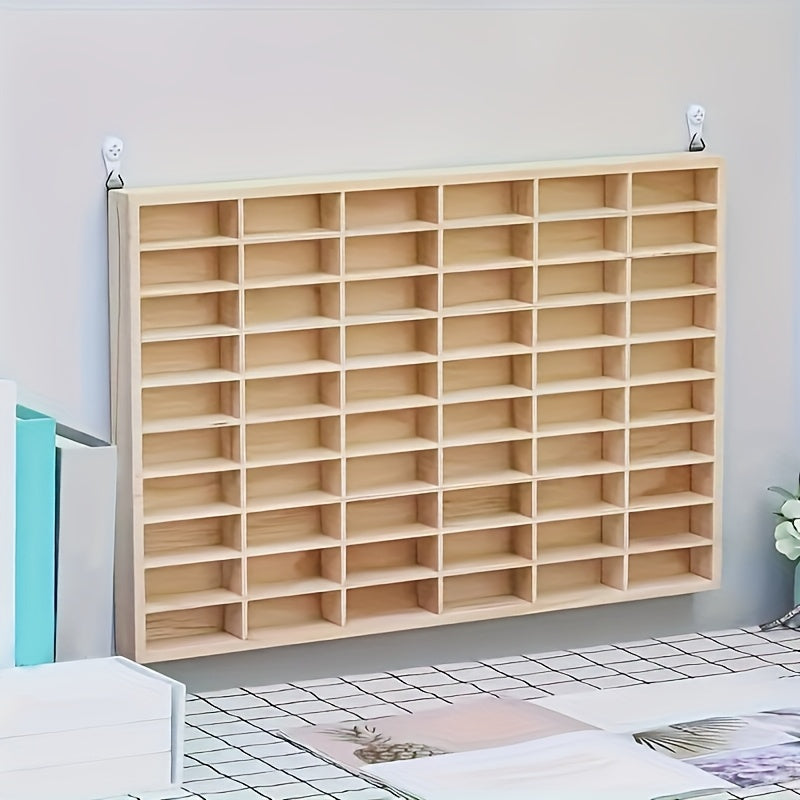 Storage Rack with Wheels, Wood, Simple Wood Style 60 Grids - product gallery image 7