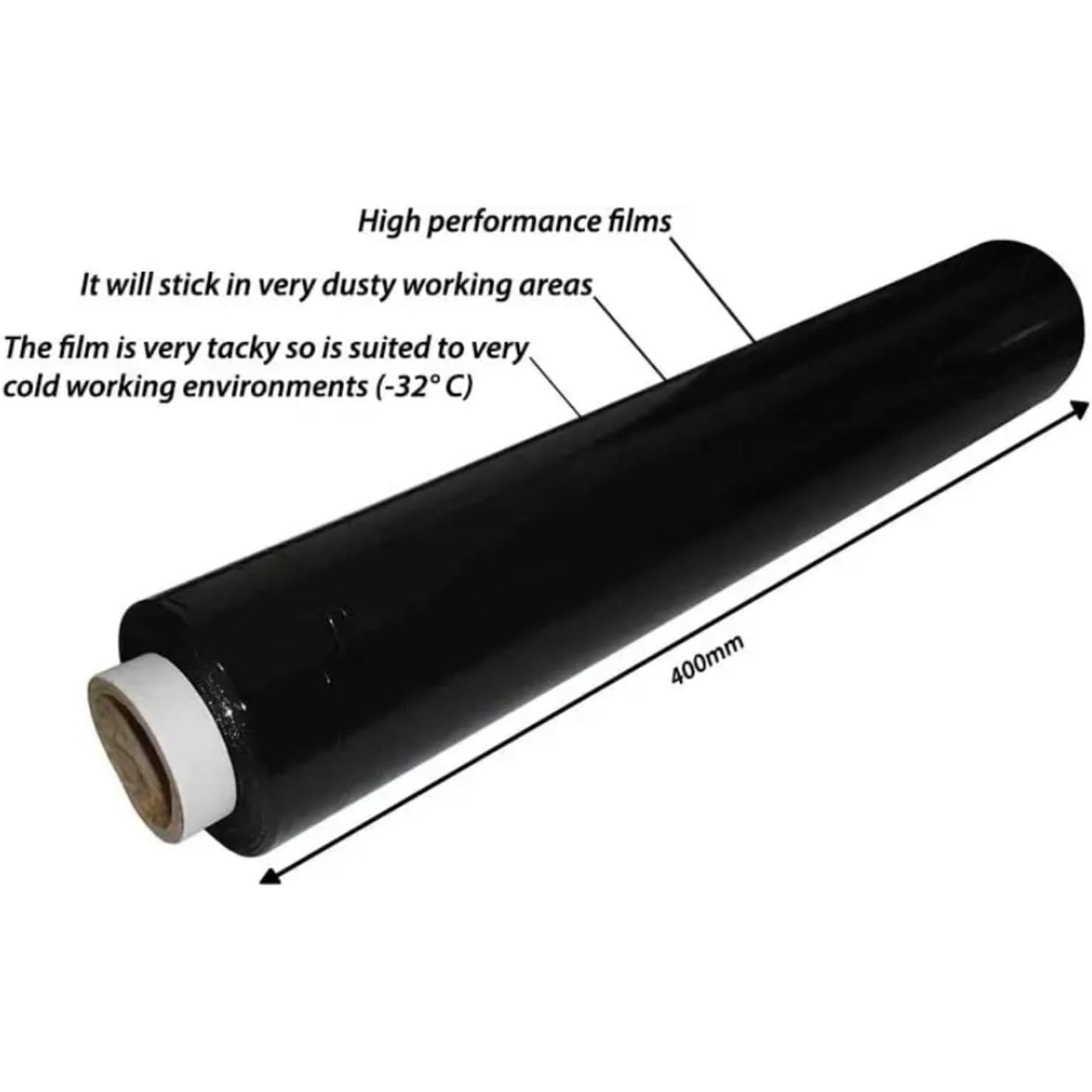 Stretch Wrap Film with 400mm, 250m, 3 Rolls, 3-Roll Value Pack (black) - product gallery image 2