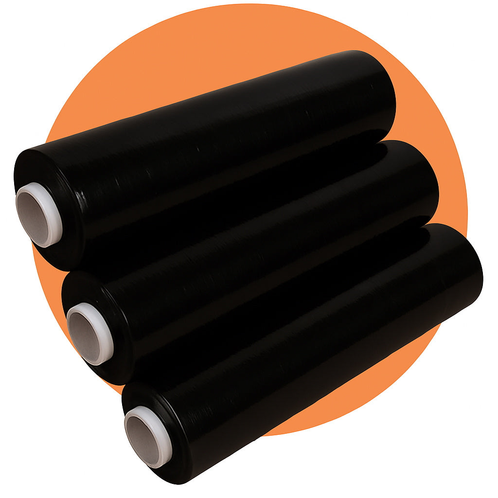 Stretch Wrap Film with 400mm, 250m, 3 Rolls, 3-Roll Value Pack (black) - product gallery image 6