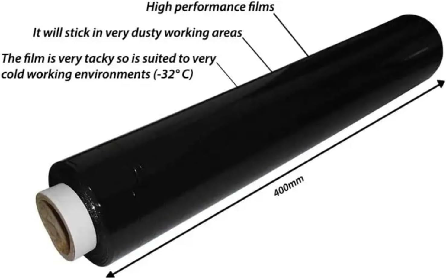 Stretch Wrap Film with 400mm, 250m, 3 Rolls, 3-Roll Value Pack (black) - product gallery image 7