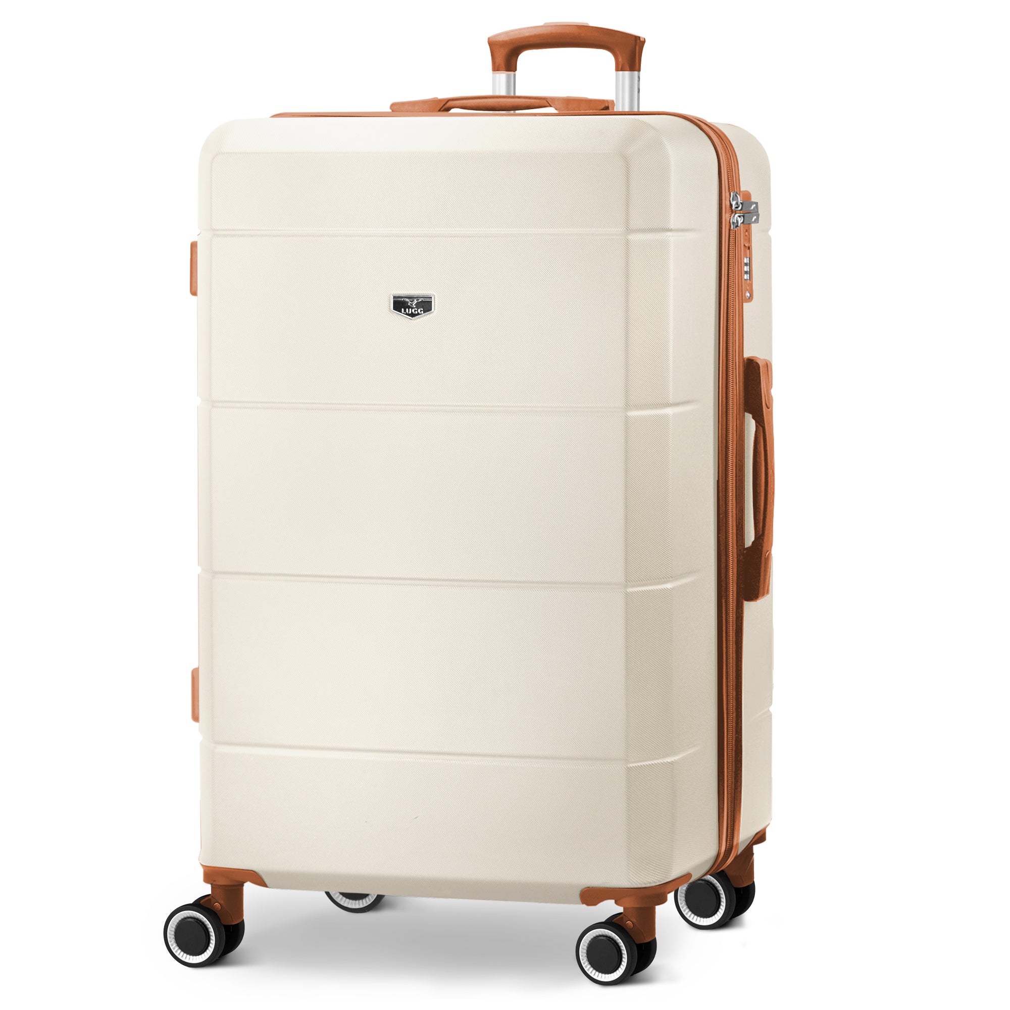 Suitcase with 28-Inch ABS Hard-Shell Check-In 75x49x29cm - Cream/Brown option