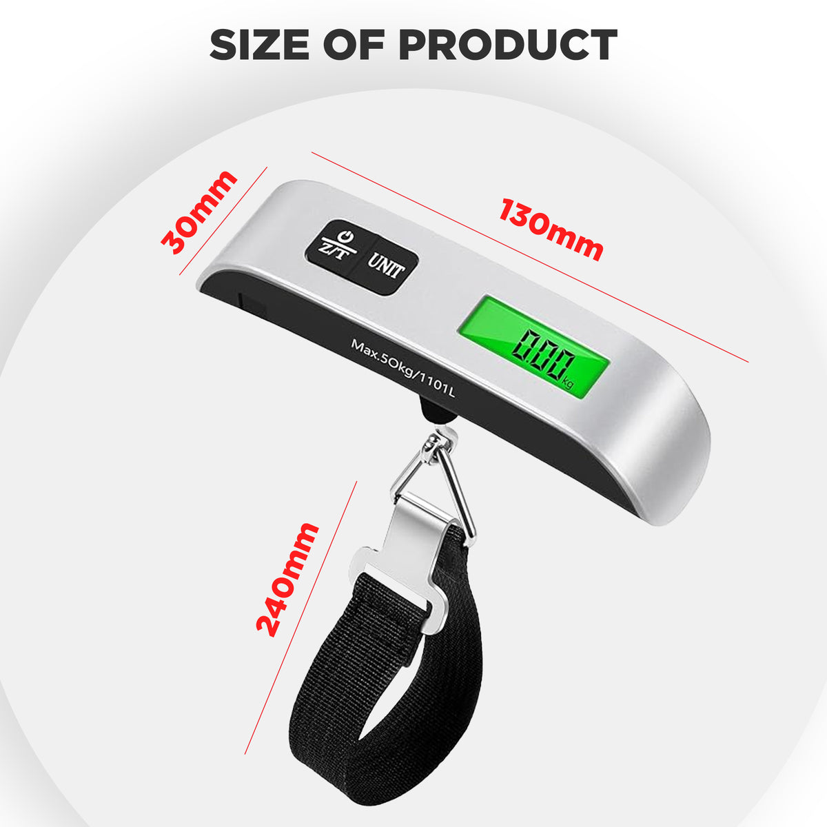 Suitcase with 50kg, 2, Digital Luggage Scale 110lb Portable Handheld - product gallery image 4
