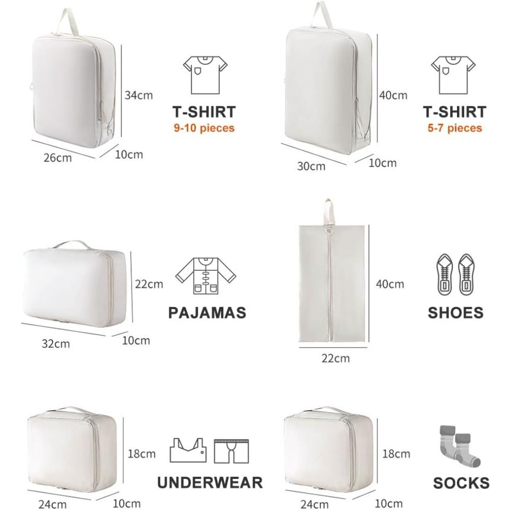 Suitcase with 6 Piece Packing Cubes Luggage Travel Organiser - product gallery image 3