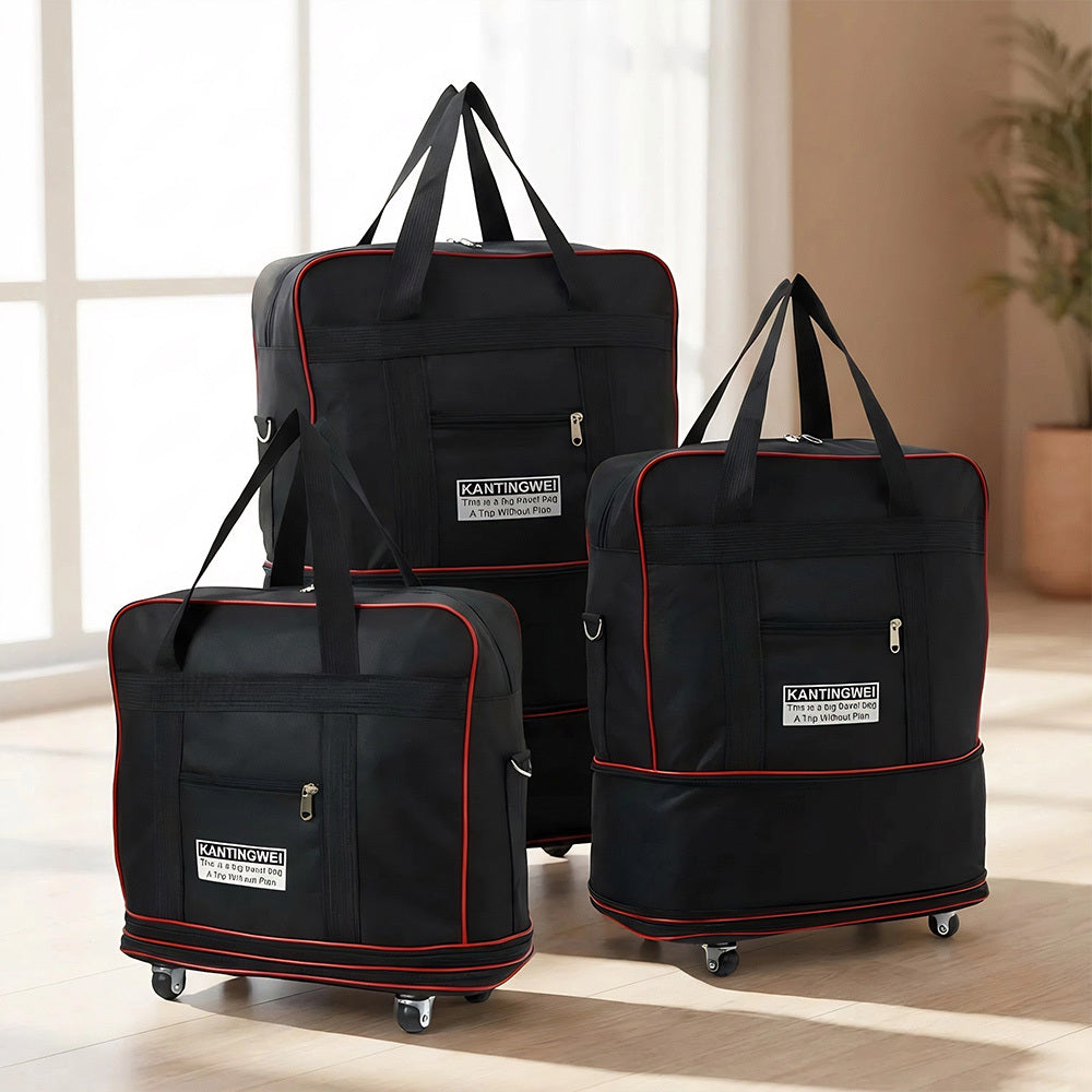 Suitcase with Space-Saving, Foldable, Wheels, 35*20*75cm - Black, 35*20*75cm option