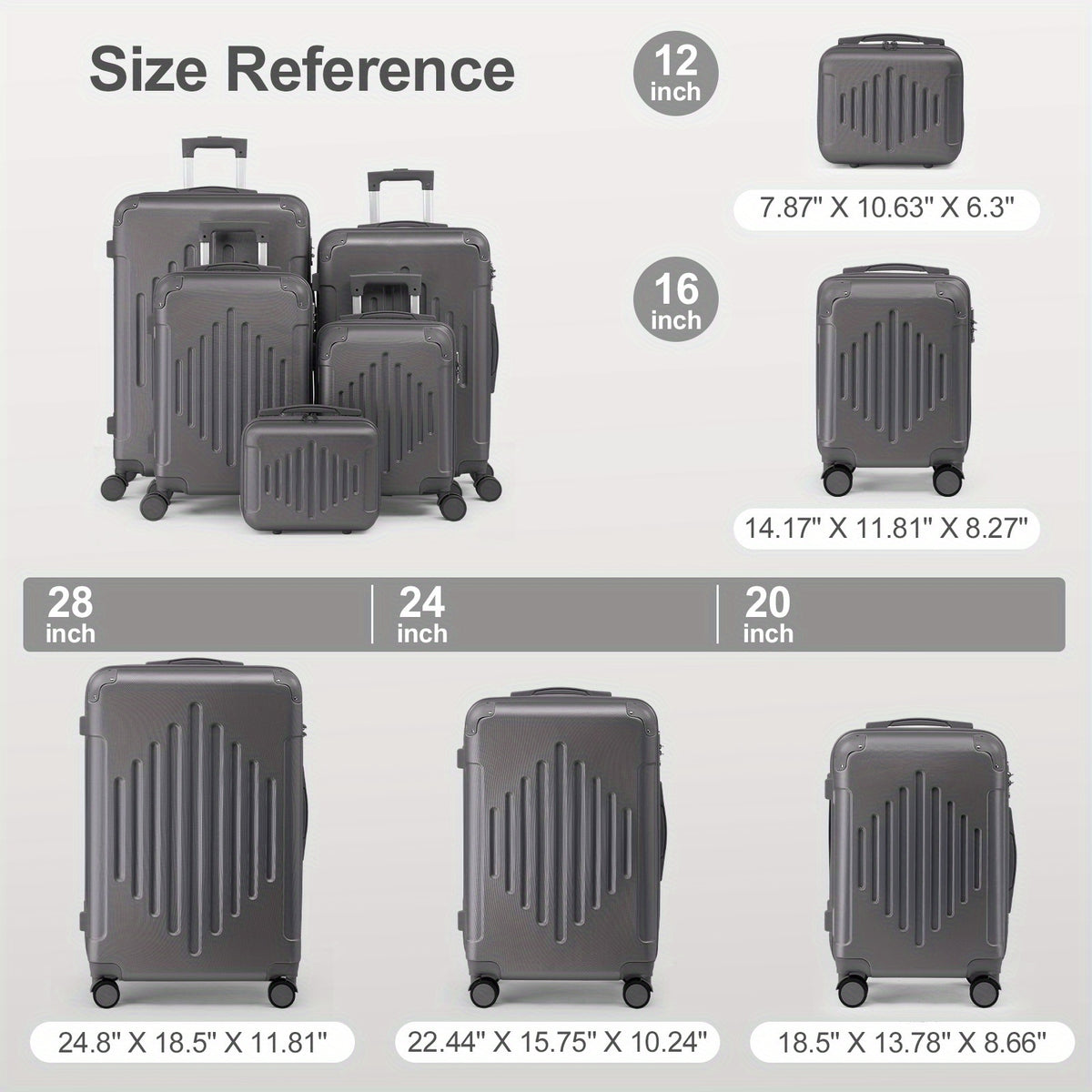 Suitcase with Spinner Wheels, ABS Hard Shell Inch TSA Lock - product gallery image 2