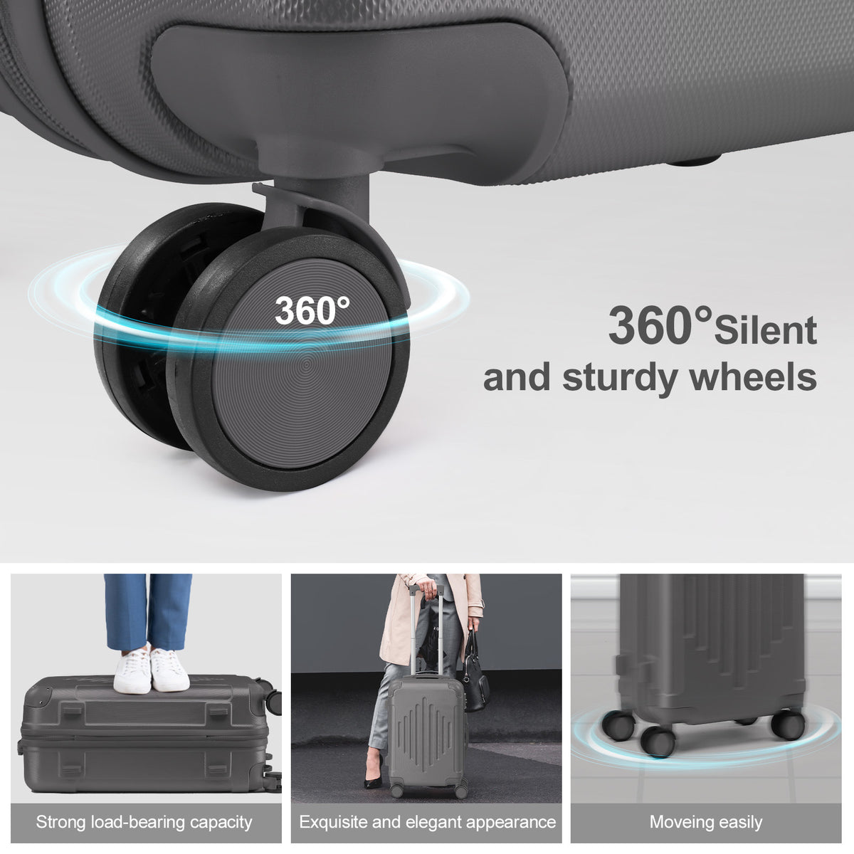 Suitcase with Spinner Wheels, ABS Hard Shell Inch TSA Lock - product gallery image 5