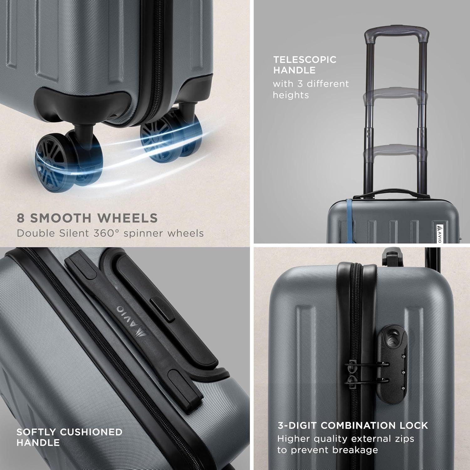 Suitcase with Spinner Wheels, Telescopic Handle, Wheels, 55cm - product gallery image 11
