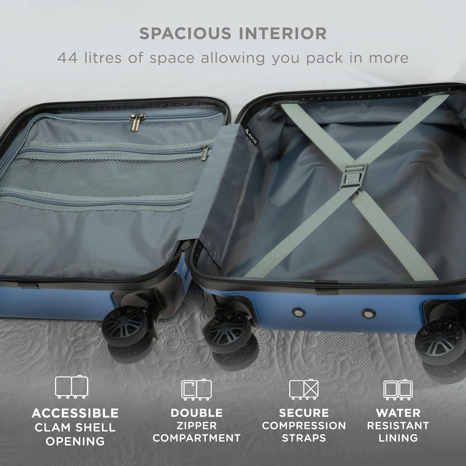 Suitcase with Spinner Wheels, Telescopic Handle, Wheels, 55cm - product gallery image 15