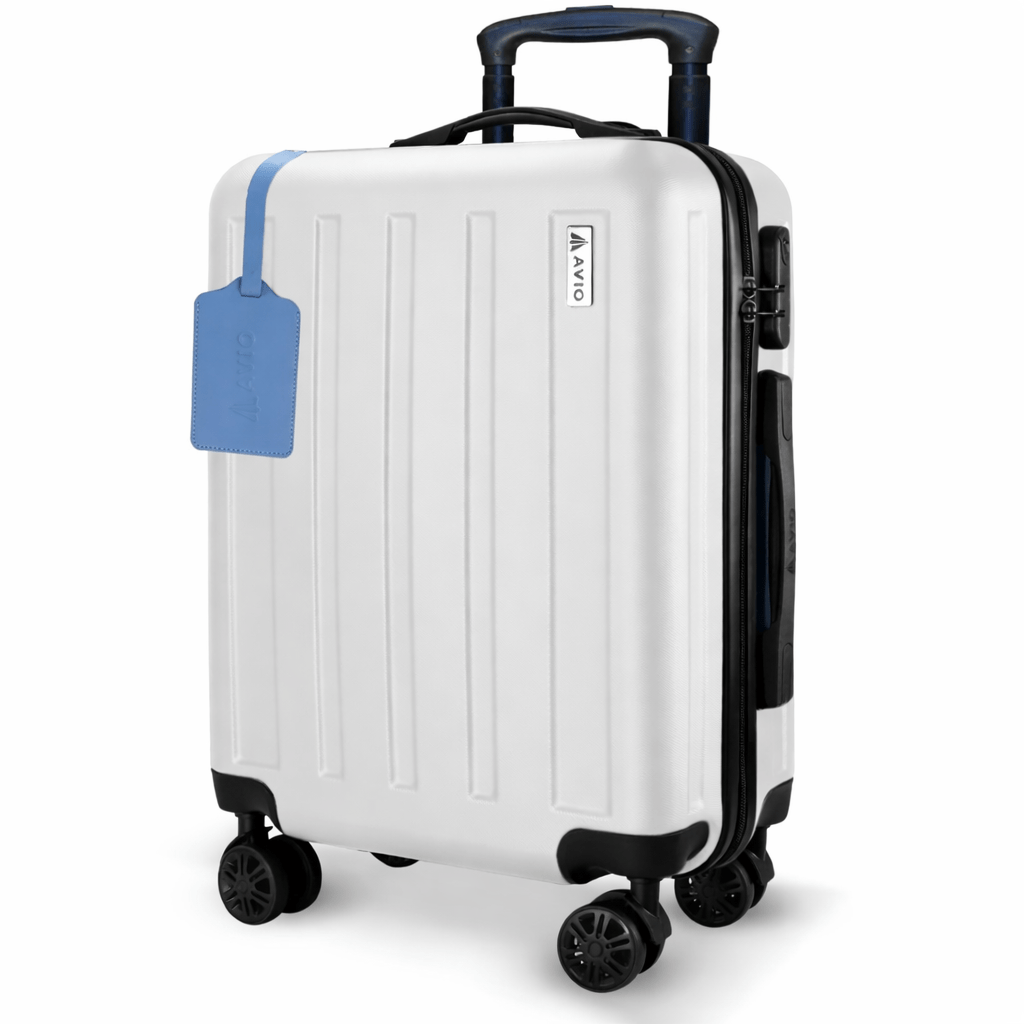 Suitcase with Spinner Wheels, Telescopic Handle, Wheels, 55cm - Pearl White option