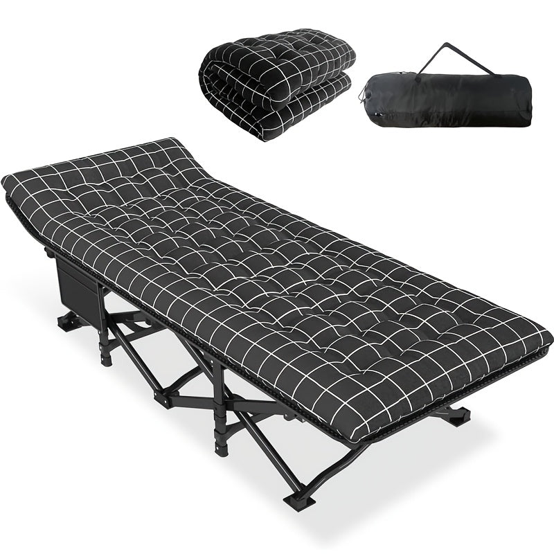 Sun Lounger with Foldable, 300kg, Cotton, 200x65cm Adjustable Folding Camping Bed - 200x65cm option