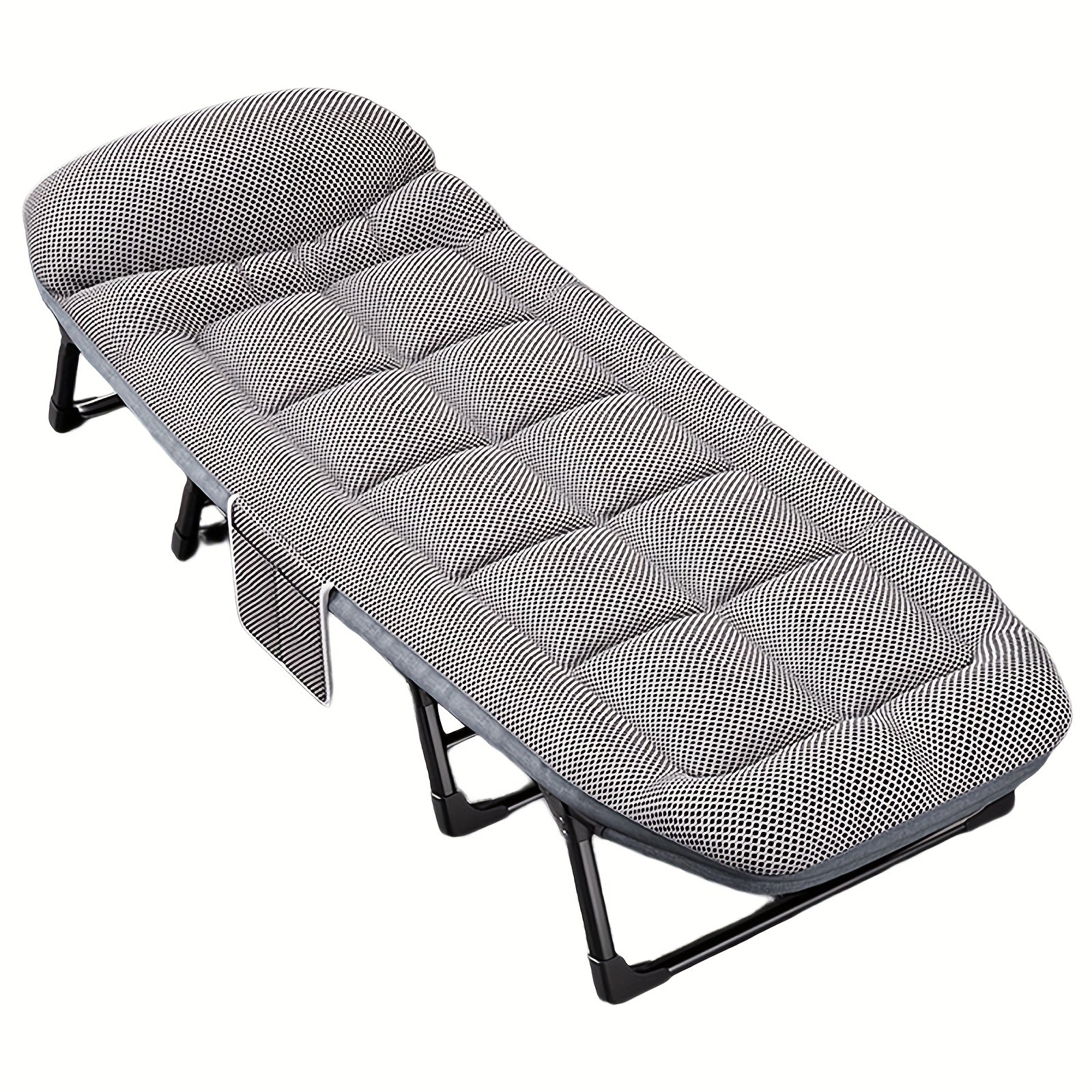 Sun Lounger with Foldable, 300kg, Cotton, 200x65cm Adjustable Folding Camping Bed - 200x66cm-Extra-thick mattress option