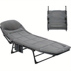 Sun Lounger with Foldable, 300kg, Cotton, 200x65cm Adjustable Folding Camping Bed