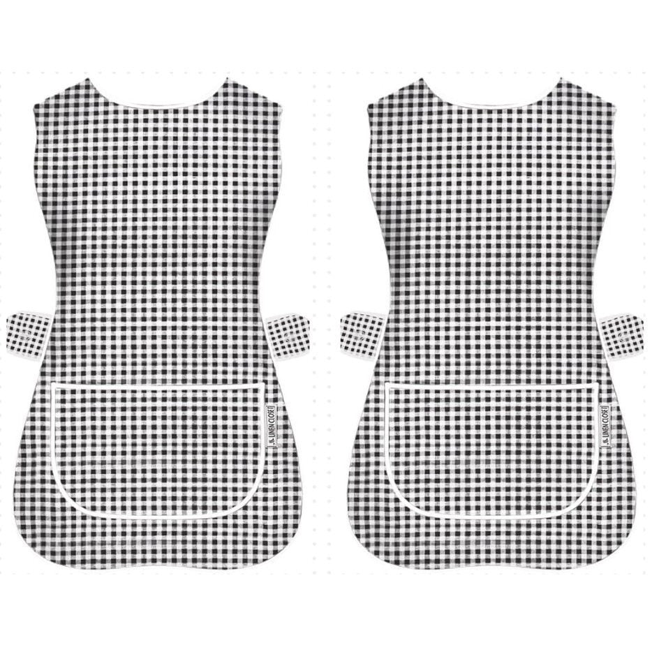 Tabard Apron 2-Pack with Button-Side 2-Pack Solid Check Options - Black check, L option
