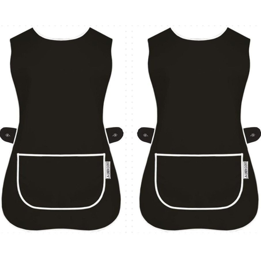 Tabard Apron 2-Pack with Button-Side 2-Pack Solid Check Options - Black, M option