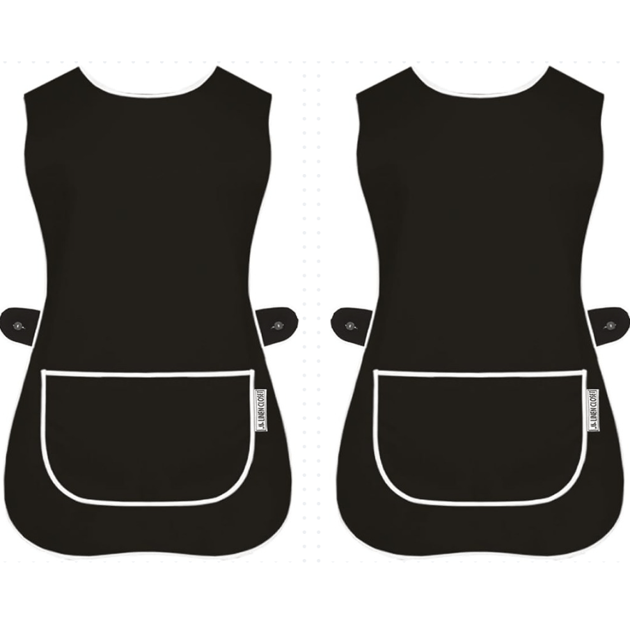 Tabard Apron 2-Pack with Button-Side 2-Pack Solid Check Options - Black, S option