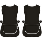 Tabard Apron 2-Pack with Button-Side 2-Pack Solid Check Options - Black, S option