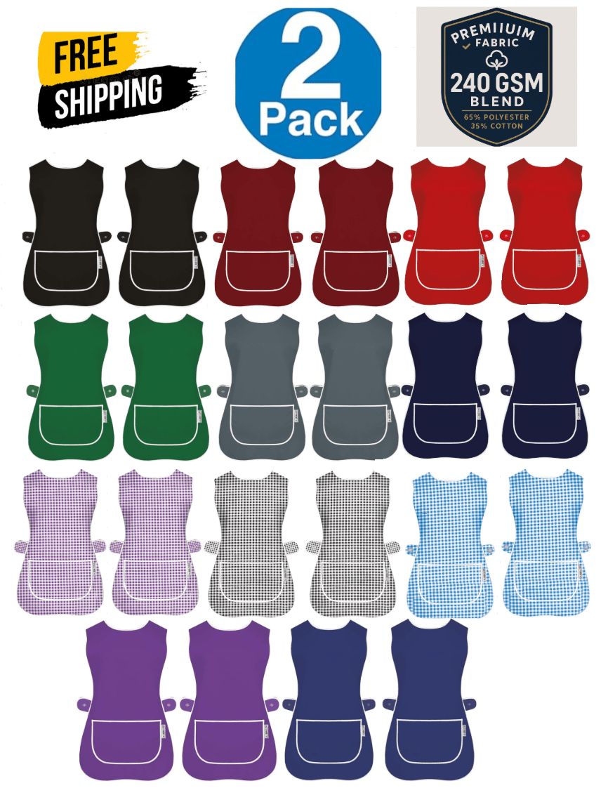 Tabard Apron 2-Pack with Button-Side 2-Pack Solid Check Options - product gallery image 21