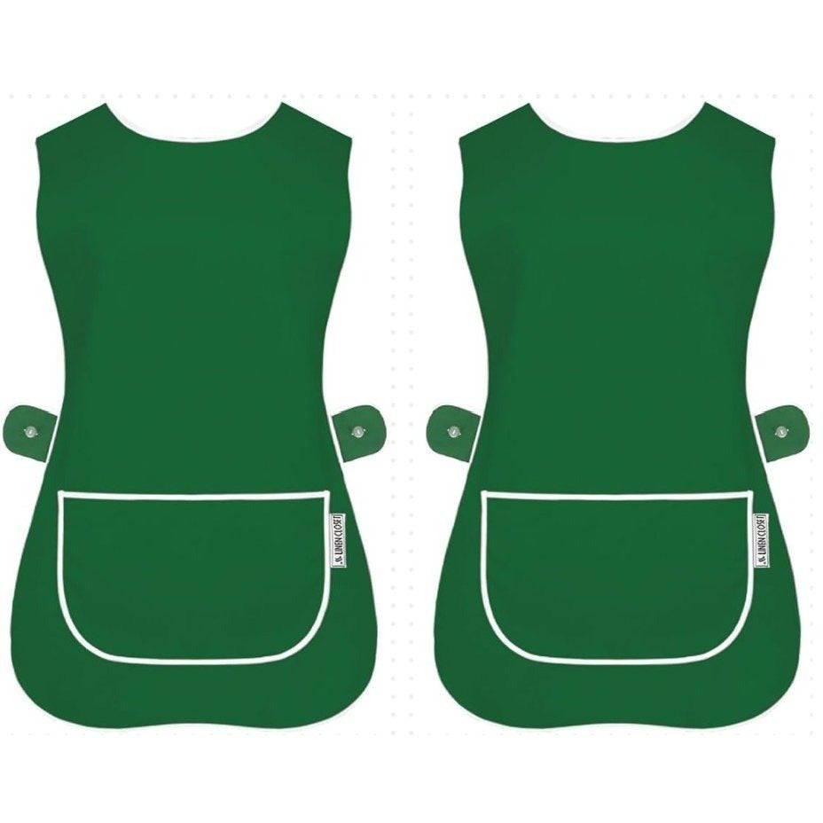 Tabard Apron 2-Pack with Button-Side 2-Pack Solid Check Options - Green, S option