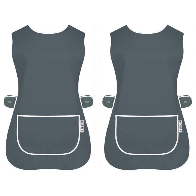 Tabard Apron 2-Pack with Button-Side 2-Pack Solid Check Options - Grey, S option