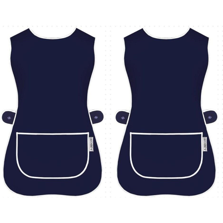 Tabard Apron 2-Pack with Button-Side 2-Pack Solid Check Options - Navy, S option