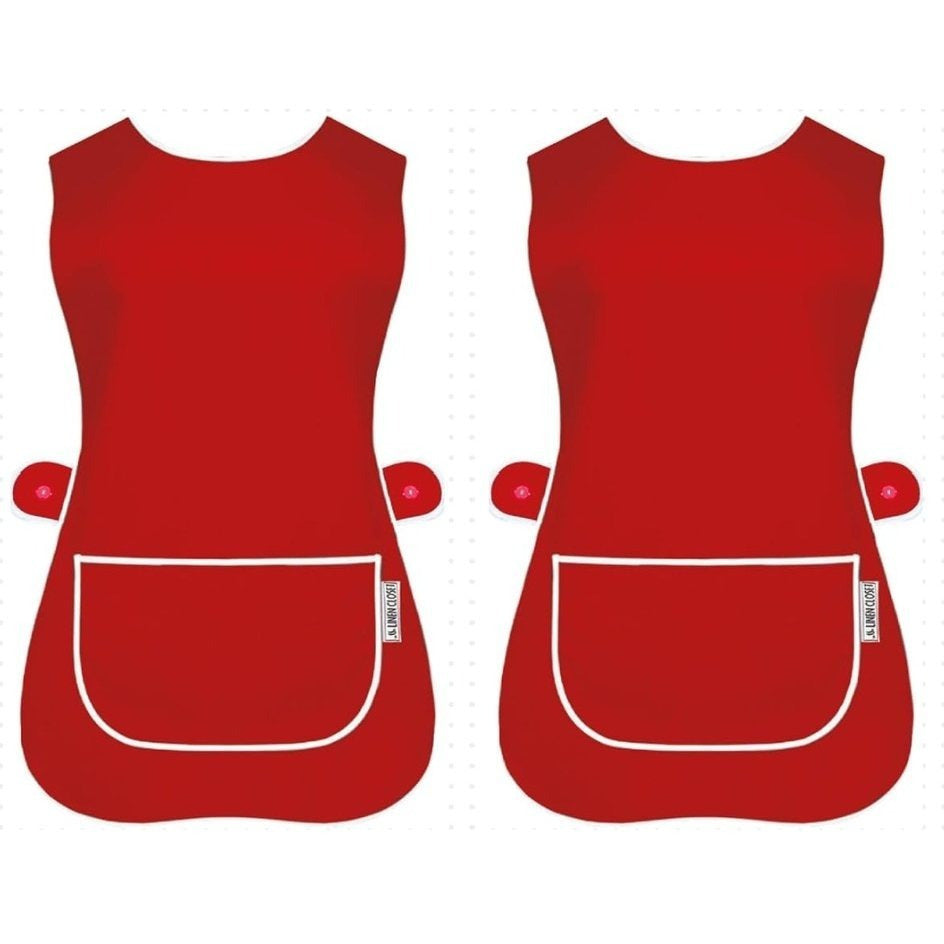 Tabard Apron 2-Pack with Button-Side 2-Pack Solid Check Options - Red, S option