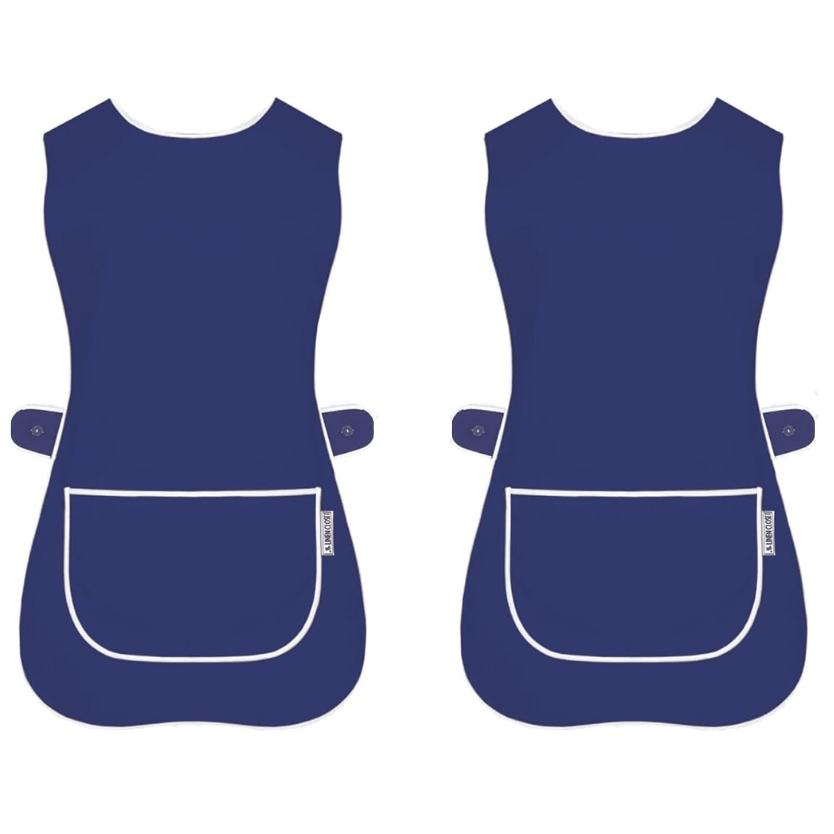 Tabard Apron 2-Pack with Button-Side 2-Pack Solid Check Options - Royal Blue, S option