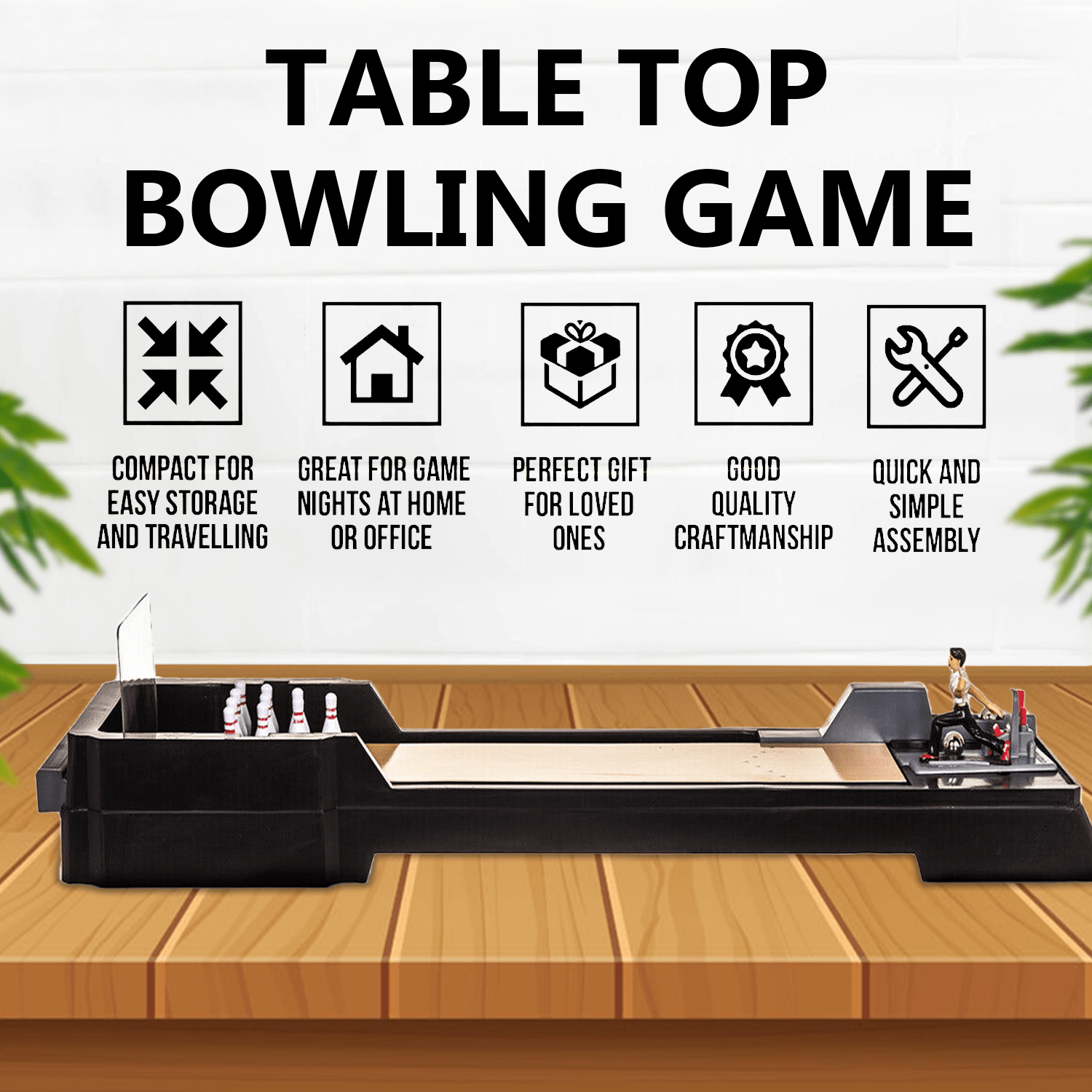 Tabletop Game with Wheels, Bowling Game, Mini Bowling Pins Balls Desktop Bowling - product gallery image 15