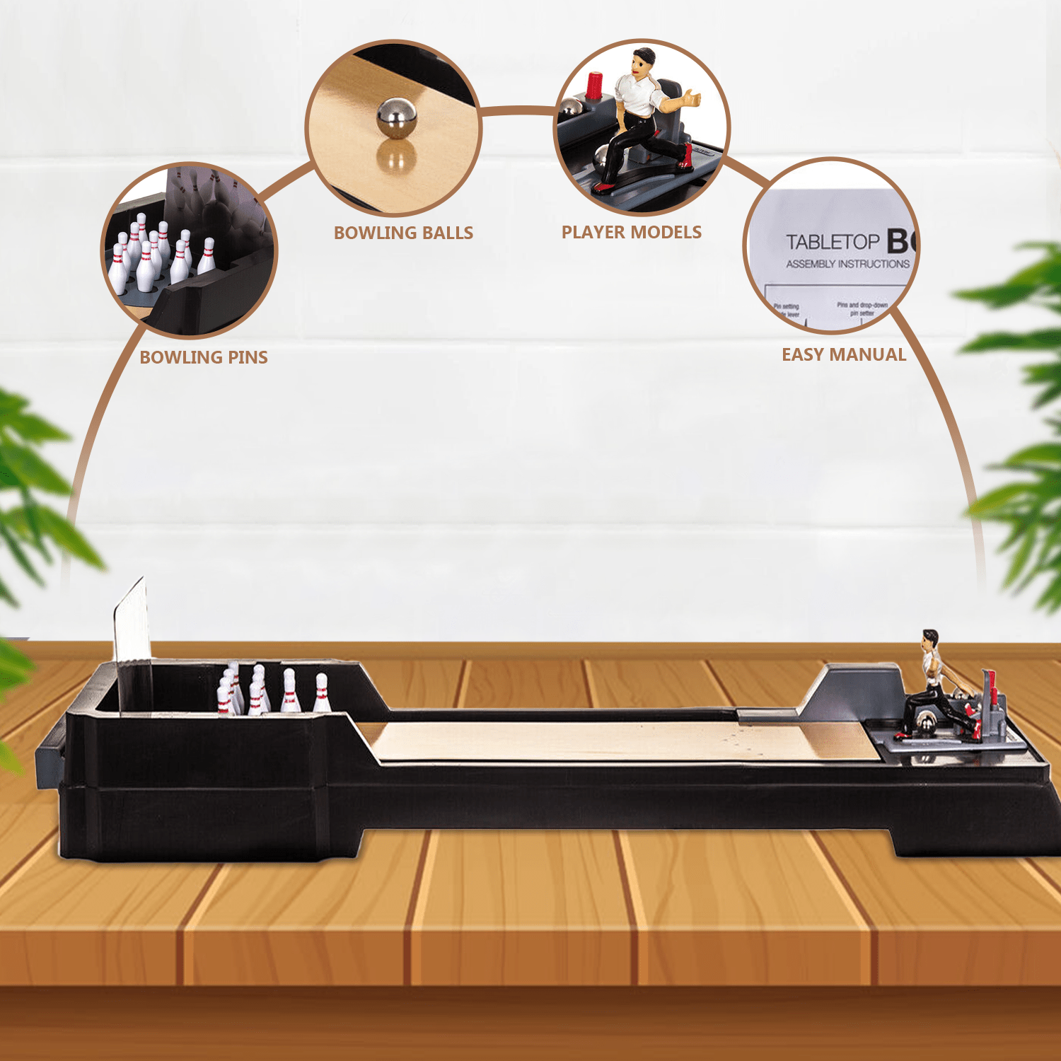 Tabletop Game with Wheels, Bowling Game, Mini Bowling Pins Balls Desktop Bowling - product gallery image 2