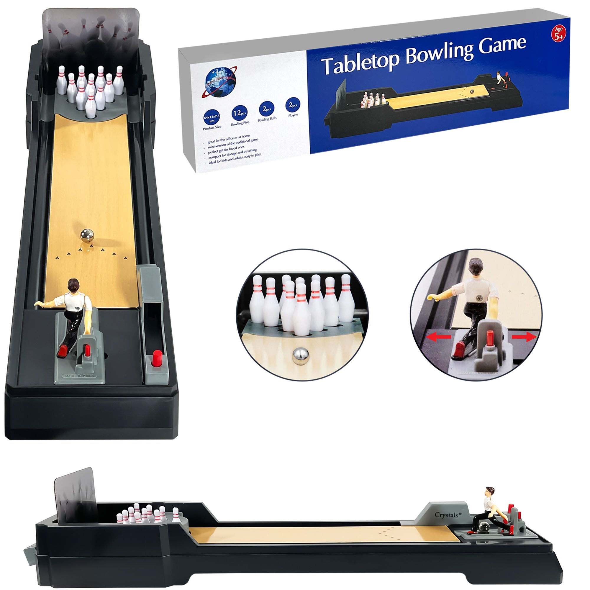Tabletop Game with Wheels, Bowling Game, Mini Bowling Pins Balls Desktop Bowling - product gallery image 8