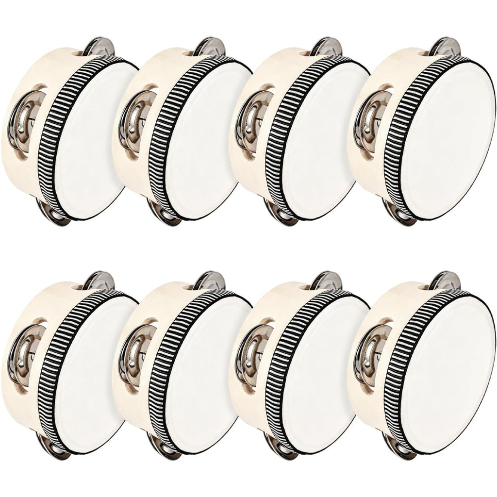 Tambourine with 8 Pack, 8PCS, Wedding White Gold Percussion Instrument