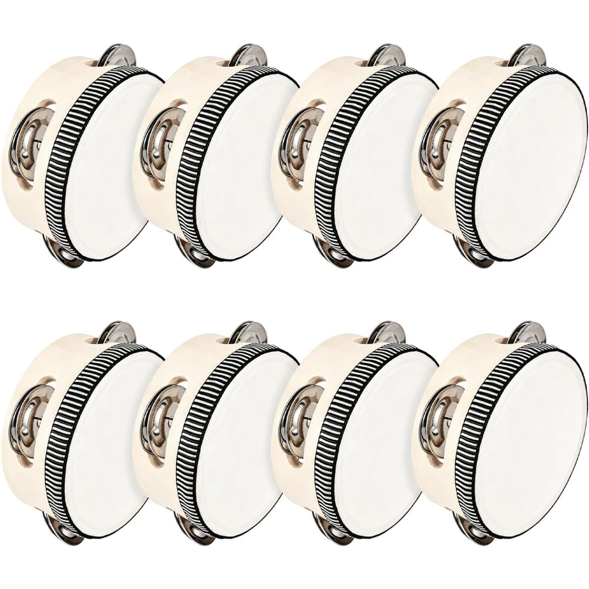 Tambourine with 8 Pack, 8PCS, Wedding White Gold Percussion Instrument