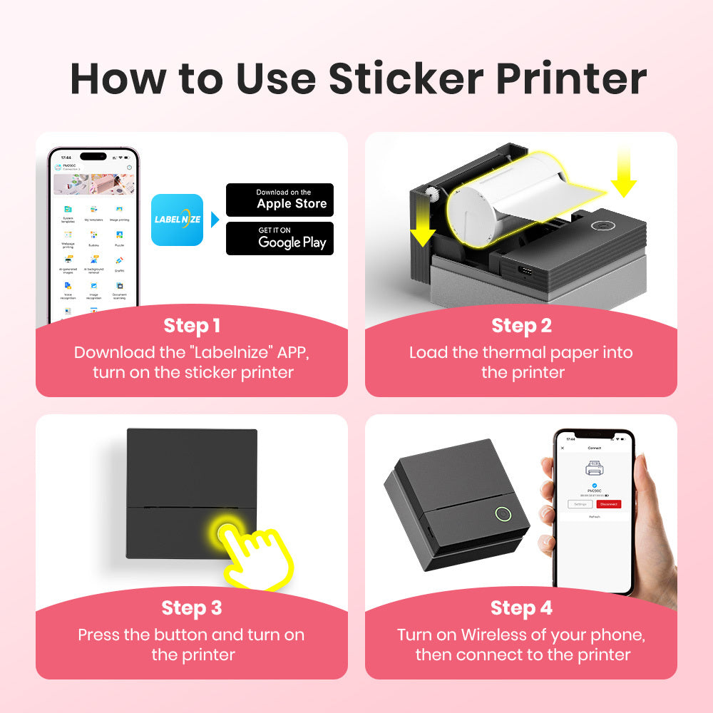 Thermal Label Printer Portable Wireless Inkless Mini 203DPI with Rechargeable - product gallery image 13