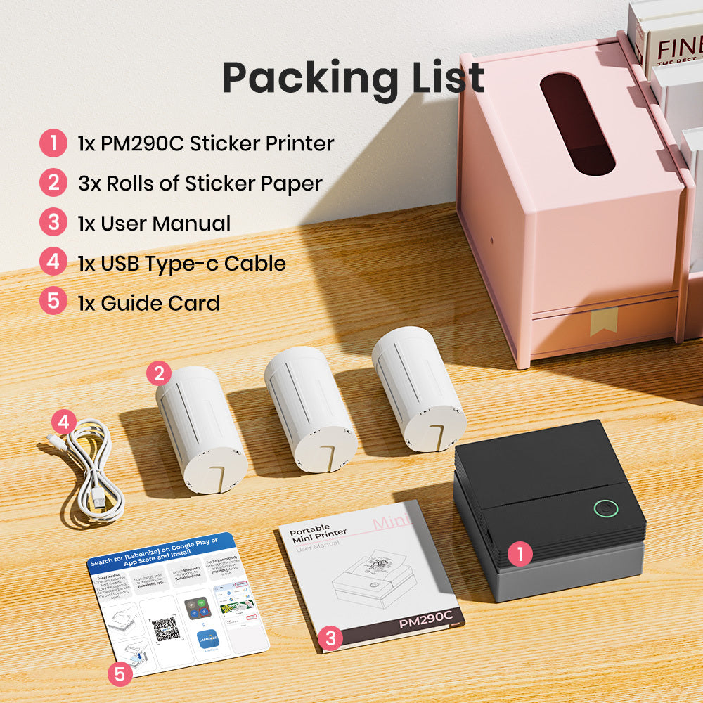 Thermal Label Printer Portable Wireless Inkless Mini 203DPI with Rechargeable - product gallery image 5