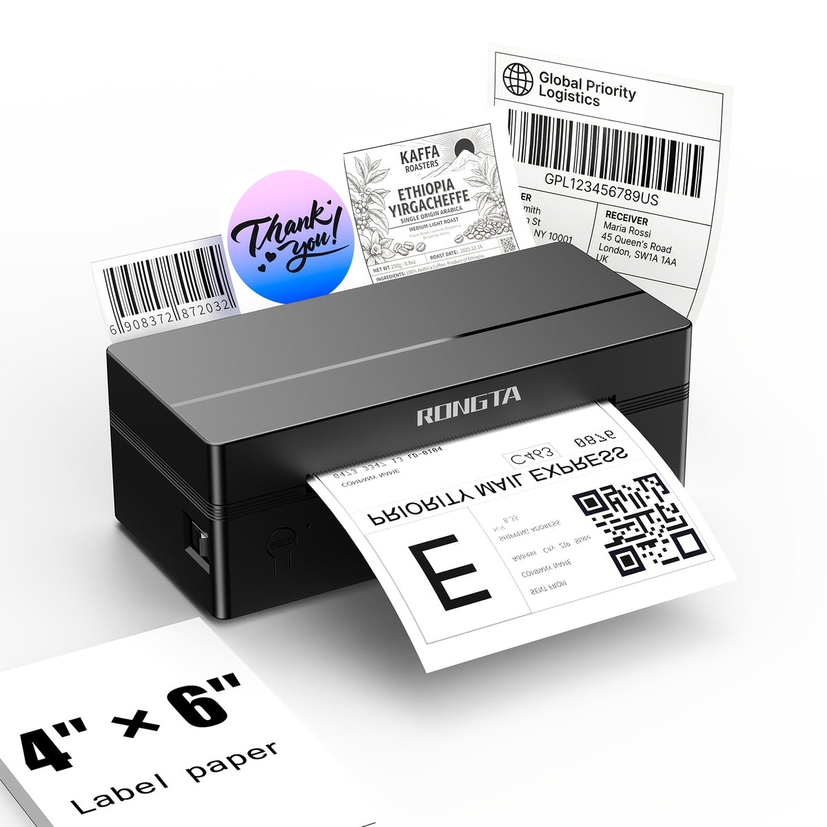 Thermal Label Printer Rongta RP425 4x6 USB Wireless, Compatible