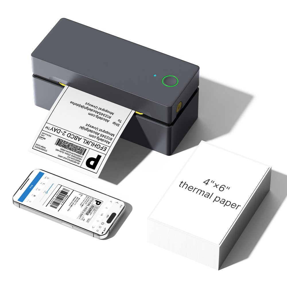 Thermal Label Printer Wireless 4x6 Bluetooth USB High-Speed Shipping - Meteorite Gray option