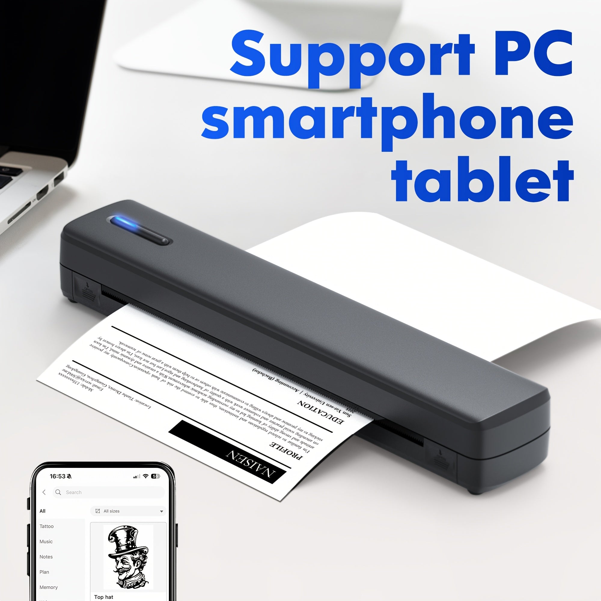 Thermal Printer D810B Portable A4 Options for home and travel devices