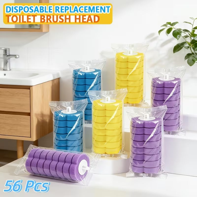 Toilet Cleaning Brush with 56 Pack, Disposable Replacement Heads Wand Refill Pads