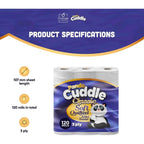 Toilet Roll with 120 Rolls, 120, Panda Cuddle 3-Ply Quilted Paper Rolls - product gallery image 2