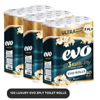 Toilet Roll with 120 Rolls Bulk Buy Rolls 3-Ply EVO