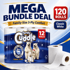 Toilet Roll with 120 Rolls, Panda Cuddle Soft 3-Ply 120-Roll Bulk Pack